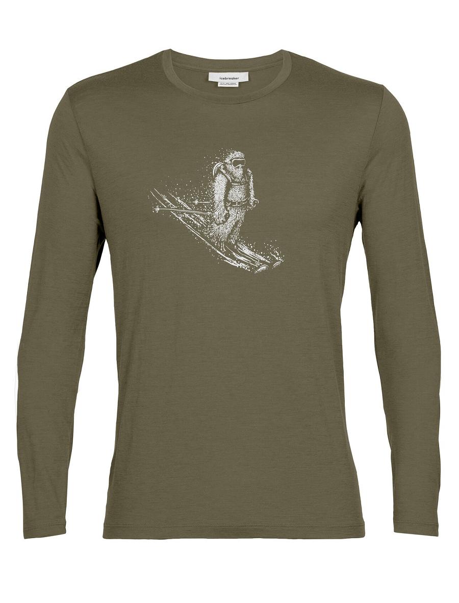 Long Sleeve Icebreaker Merino Tech Lite II T-Shirt Skiing Yeti Homme Vert Olive | FR 1226SGLO